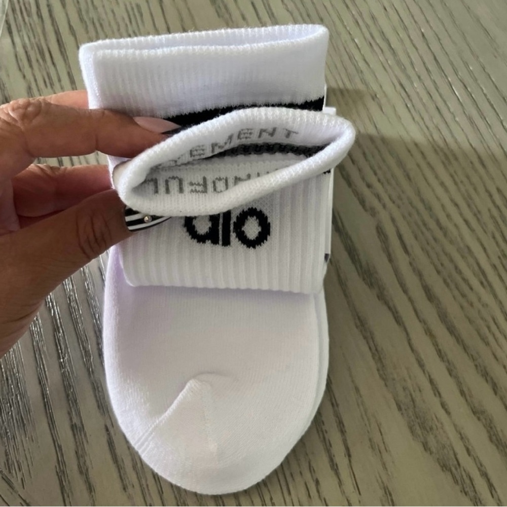 ALO Yoga White Athletic Socks with Black Accents - Picture 5 of 5